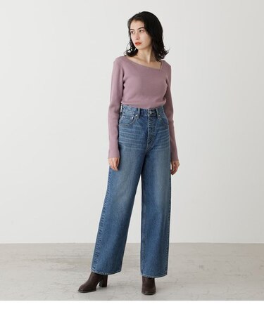 ASYMMETRY NECK L／S KNIT TOPS