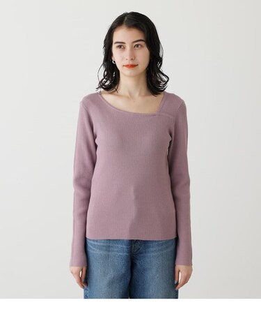 ASYMMETRY NECK L／S KNIT TOPS