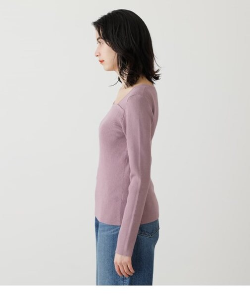 ASYMMETRY NECK L／S KNIT TOPS