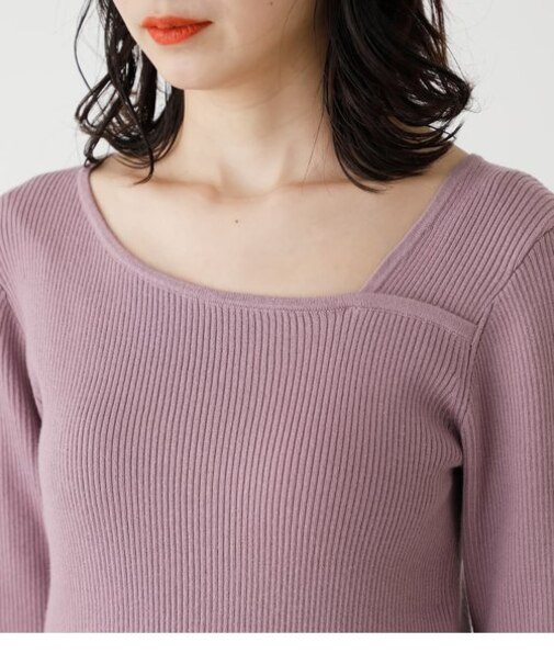 ASYMMETRY NECK L／S KNIT TOPS