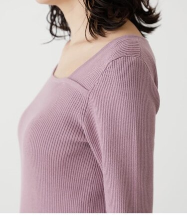 ASYMMETRY NECK L／S KNIT TOPS