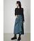 SHIRRING CHAMBRAY MIDI SKIRT