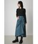 SHIRRING CHAMBRAY MIDI SKIRT