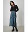 SHIRRING CHAMBRAY MIDI SKIRT