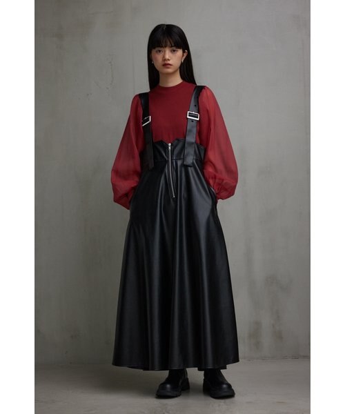 ♡新品タグ付き♡エムズグレイシー♡2023年♡フェイクレザー ジャンパースカート 美シルエットジャンパースカート | msgracy