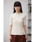 ハーフスリーブクルーネックリブトップス