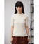ハーフスリーブクルーネックリブトップス