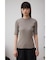 ハーフスリーブクルーネックリブトップス