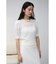 レース半袖ニットトップス