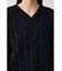 シェニールケーブルVネックロングニットトップス