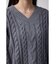 シェニールケーブルVネックロングニットトップス