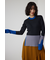 【PLUS】カラーブロッキングリブニット