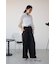 ポリエステルリネンミックスワイドパンツ