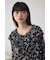 シアーチェックフラワー柄ブラウス