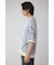 ライン柄クルーネック半袖ニット
