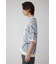 ライン柄クルーネック半袖ニット