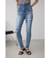 AZUL DENIM ハイウエストボタンリペアスキニー