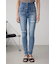 AZUL DENIM ハイウエストボタンリペアスキニー