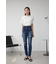 AZUL DENIM ハイウエストボタンリペアスキニー
