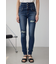 AZUL DENIM ハイウエストボタンリペアスキニー