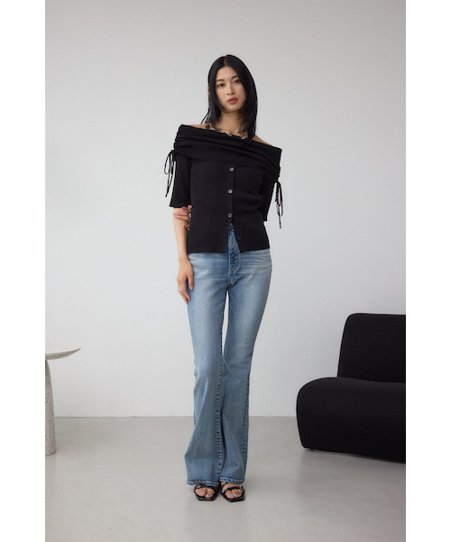 5分袖ギャザーオフショルニットトップス｜アズールバイマウジー