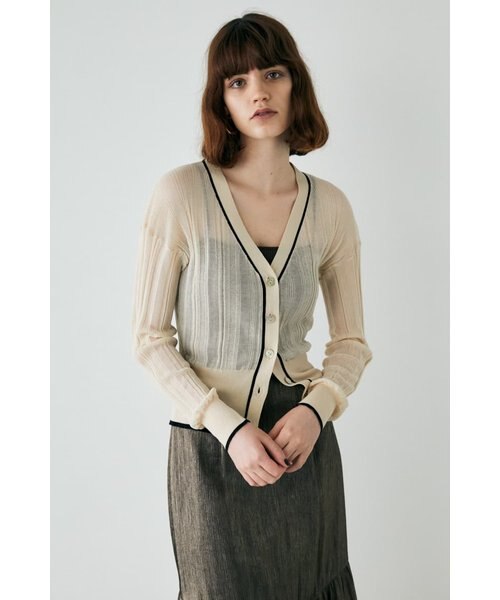 トップス 24AWMUKCYEN asymmetric short cardigan mukcyen(ムッシャン)のasymmetric short cardeganの通販