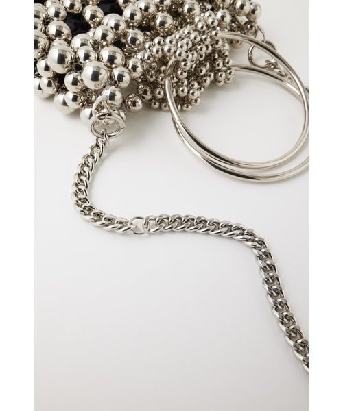 美品 マウジー 2way バッグ 金属製 SILVER BEADED MINI 美品 マウジー 2way バッグ 金属製 SILVER BEADED MINI SILVER