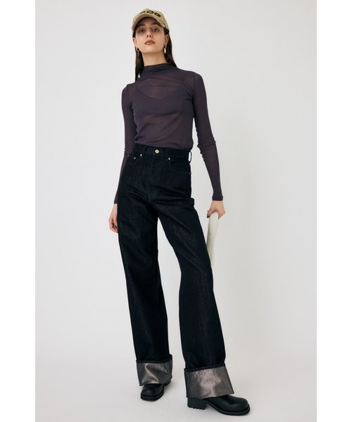 パンツ moussy GLITTER DENIM WIDE STRAIGHT GLITTER DENIM WIDE STRAIGHT｜マウジーの通販｜&mall（アンド