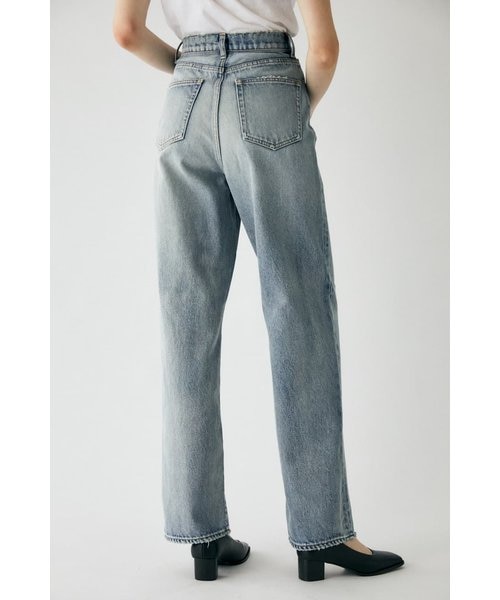 【美品】MOUSSY デニム HW DAMAGE LOOSE STRAIGHT MOUSSY HW DAMAGE LOOSE STRAIGHT BLU -ファッション通販