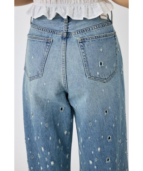 DESTROYED MIDRISE BAGGY L/MOUSSY マウジー MOUSSY DESTROYED MIDRISE BAGGY L/BLU1 -ファッション通販