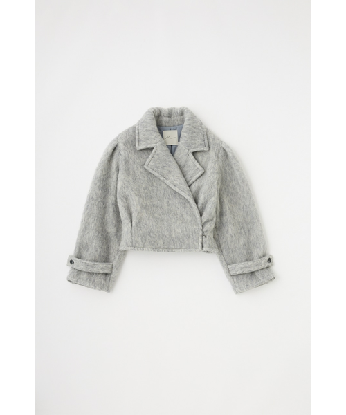 シャギーショートジャケット リサイクルポリエステル×ウール混　M_ MOUSSY シャギーショートジャケット リサイクルポリエステル×ウール混