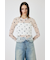 FLORAL TULLE GATHER ロングスリーブTシャツ