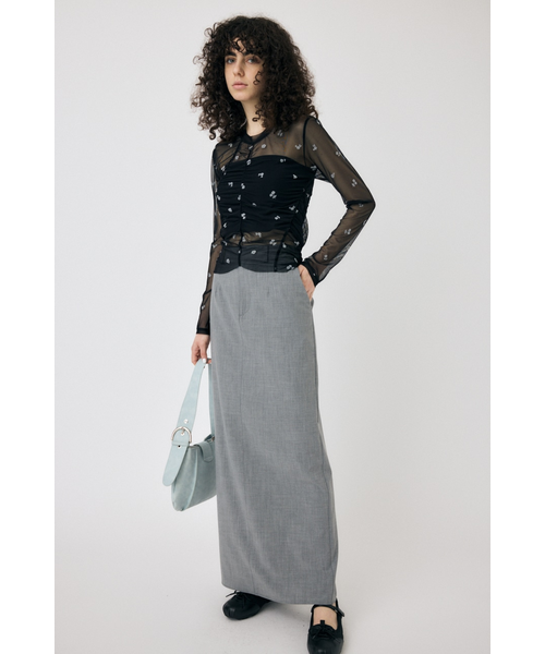 FLORAL TULLE GATHER ロングスリーブTシャツ MOUSSY | FLORAL TULLE GATHER ロングスリーブTシャツ (Tシャツ
