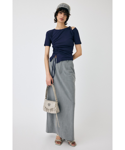 karenmillen ワンショルダータイネック Compact Rib Stitch Knitted One Shoulder Top | Karen Millen