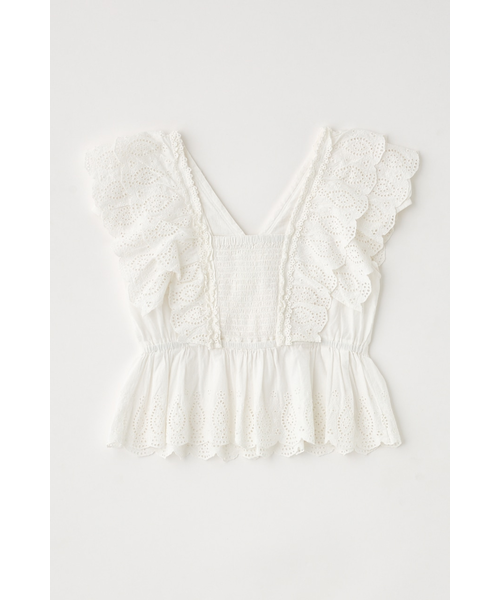 EYELET CAPSLEEVE ブラウス｜マウジーの通販｜&mall（アンド