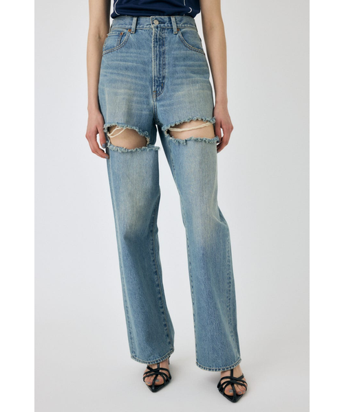 CUT OUT LOOSE STRAIGHT 24インチ MOUSSY | CUT OUT LOOSE ストレートデニム (ワイド ) |SHEL'TTER