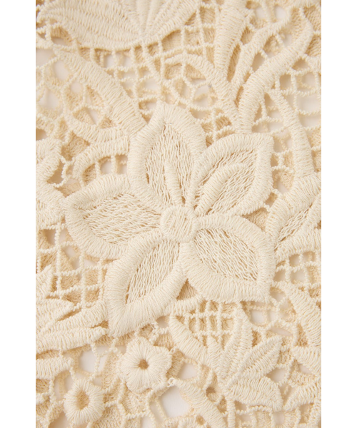 コットンレーヨンレースチュニック セール】 バルーン袖スカラップ刺繍レースチュニック （シャツ