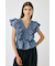 SHIRRING RUFFLE PEPLUM トップス BLU
