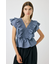 SHIRRING RUFFLE PEPLUM トップス BLU
