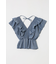 SHIRRING RUFFLE PEPLUM トップス BLU