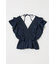 SHIRRING RUFFLE PEPLUM トップス BLU