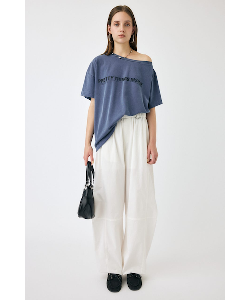 CURVED LINE イージーパンツ moussy カーブ パンツ 白 MOUSSY CURVED LINE イージーパンツ WHT -ファッション通販