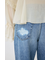 KNEE SLIT WIDE ストレート デニム