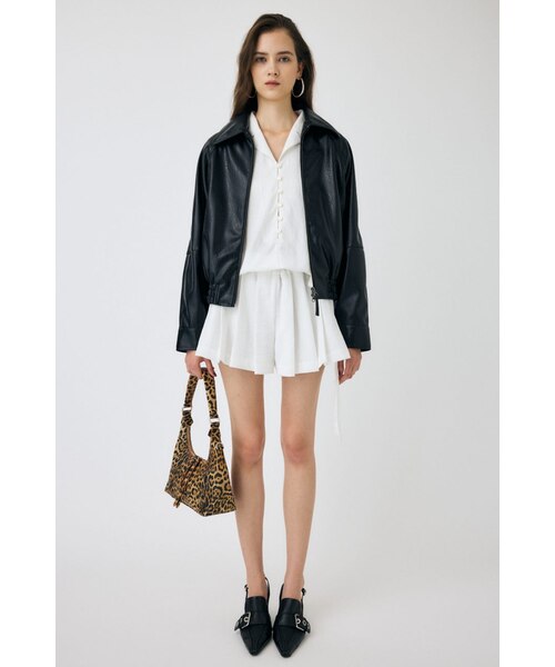 専用-LEATHER GATHER ブルゾン MOUSSY レザー 中古・古着通販】moussy (マウジー) F/LEATHER GATHER ブルゾン