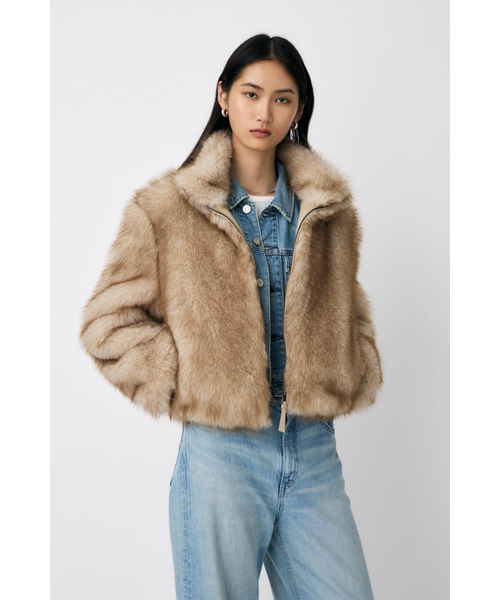 ジャケット・アウター moussy FAUX FUR STAND COLLAR JACKET F／FUR STAND COLLAR ジャケット｜マウジーの通販｜&mall