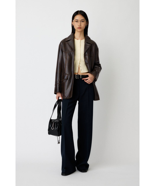 moussy コート 革 黒 【新品 未使用】 先行予約特典対象商品】F／LEATHER 70s HALF コート｜マウジーの