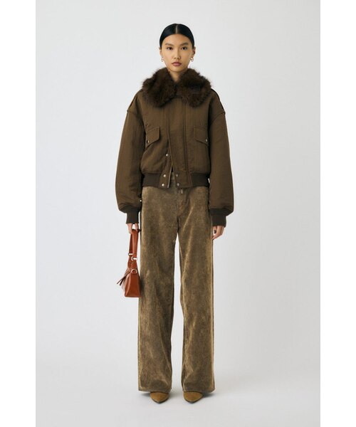 F/FUR COLLAR CROP ブルゾン ブラウン　moussy ファー F／FUR COLLAR CROP ブルゾン｜マウジーの通販｜&mall（アンドモール