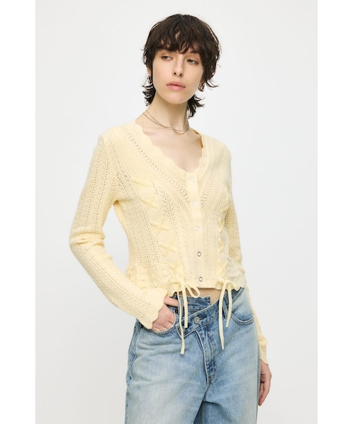 LACE UP RIBBON カーディガン｜マウジーの通販｜&mall（アンドモール