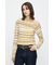 RANDOM STRIPE OFF SHOULDER トップス
