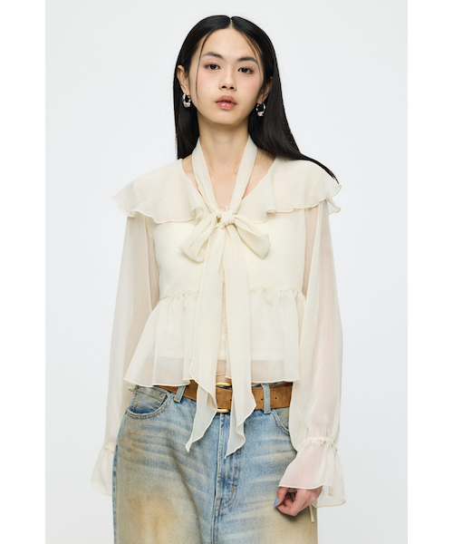BOW TIE CHIFFON ブラウス｜マウジーの通販｜&mall（アンドモール